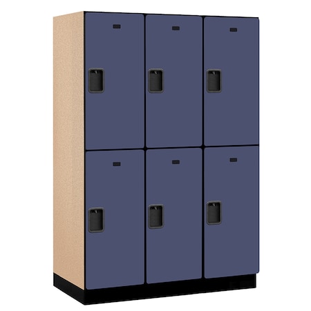 Salsbury Industries 2 Tier Designer Locker, 54"Wx76"Hx21"D, 6 Door, Blue 18-22361BLU